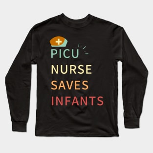 picu nurse saves infants retro colours Long Sleeve T-Shirt